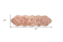2' X 6' Dusty Rose Faux Fur Washable Non Skid Area Rug