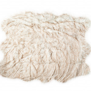 5' X 6' Ombre Tan Faux Fur Washable Non Skid Area Rug