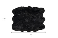 5' X 6' Black Faux Fur Washable Non Skid Area Rug