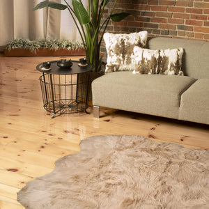 5' X 6' Taupe Faux Sheepskin Non Skid Area Rug
