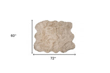 5' X 6' Taupe Faux Sheepskin Non Skid Area Rug