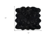 6' X 6' Black Faux Fur Washable Non Skid Area Rug