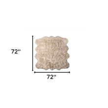 6' X 6' Taupe Faux Fur Washable Non Skid Area Rug