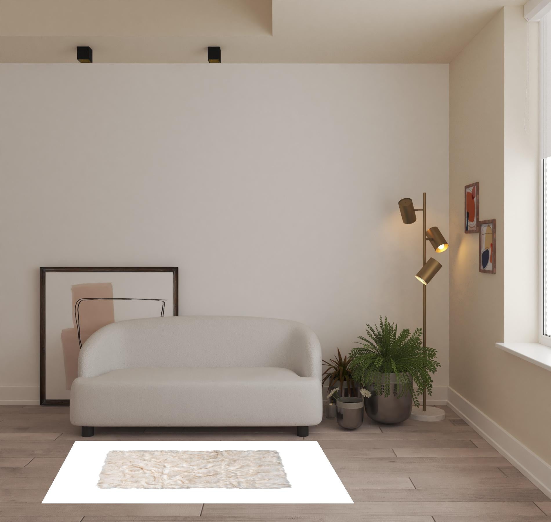 3' X 5' Ombre Tan Faux Fur Washable Non Skid Area Rug