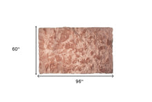 5' X 8' Dusty Rose Faux Fur Non Skid Area Rug