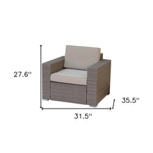 Three Piece Beige SQA Faux Rattan and Tan Outdoor Seating Set with Table