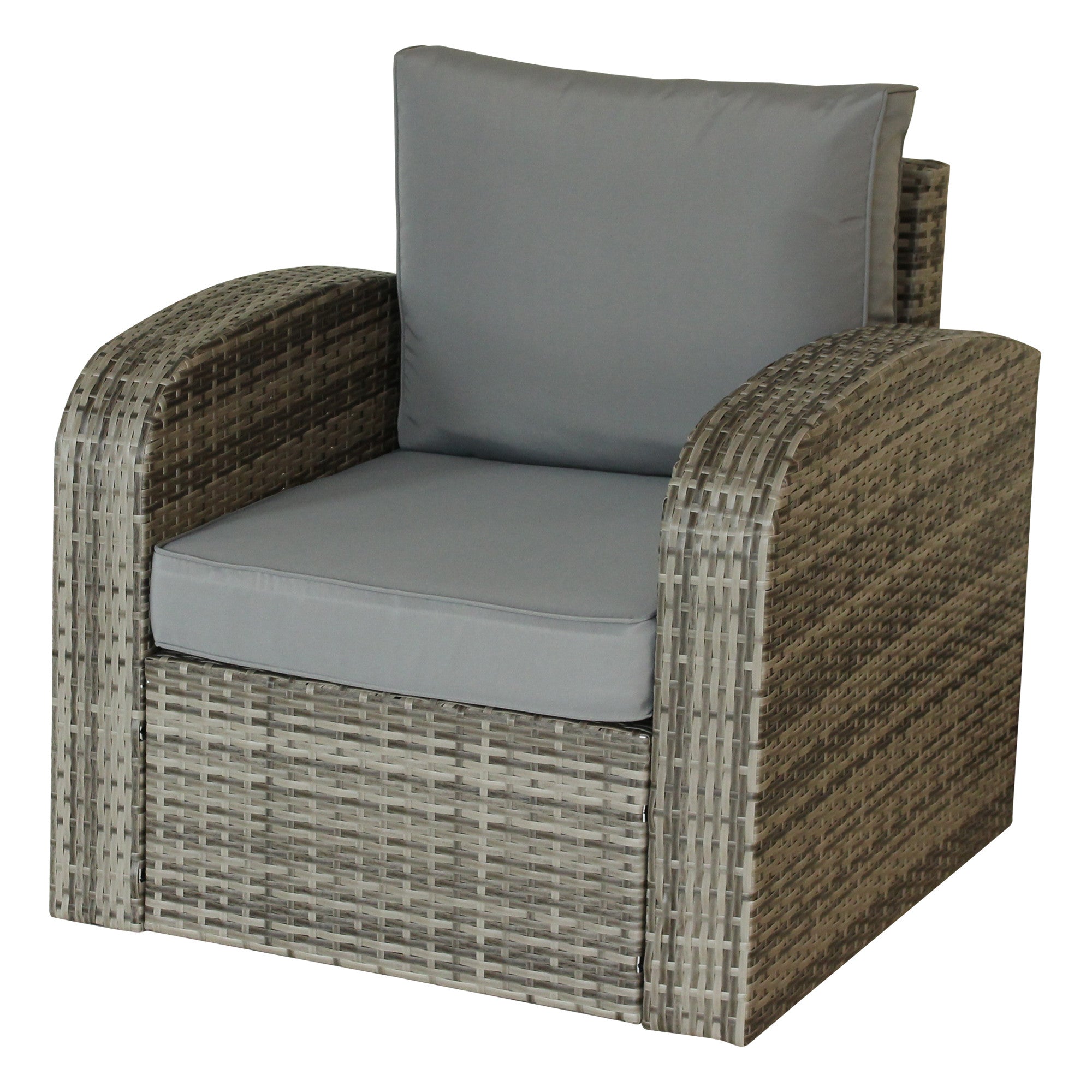 Three Piece Gray RA Faux Rattan and Slate Gray Outdoor Seating Set with Table
