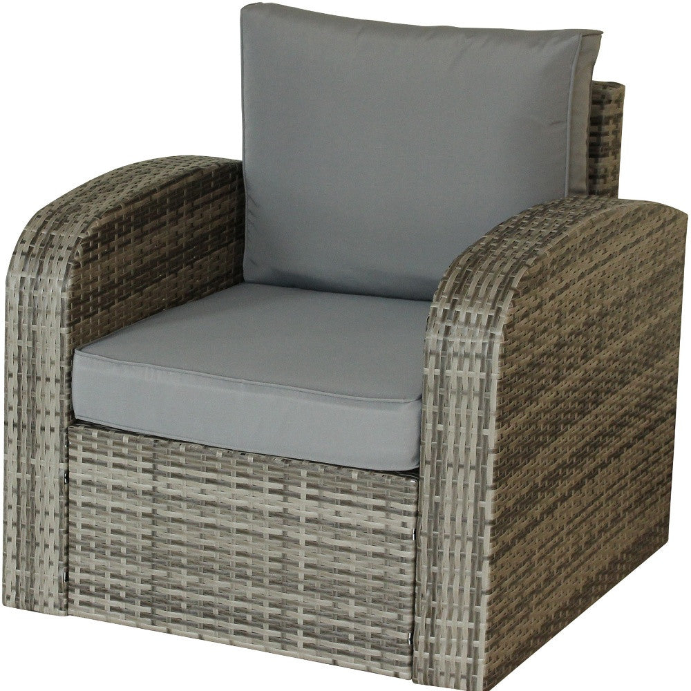 Three Piece Gray RA Faux Rattan and Slate Gray Outdoor Seating Set with Table
