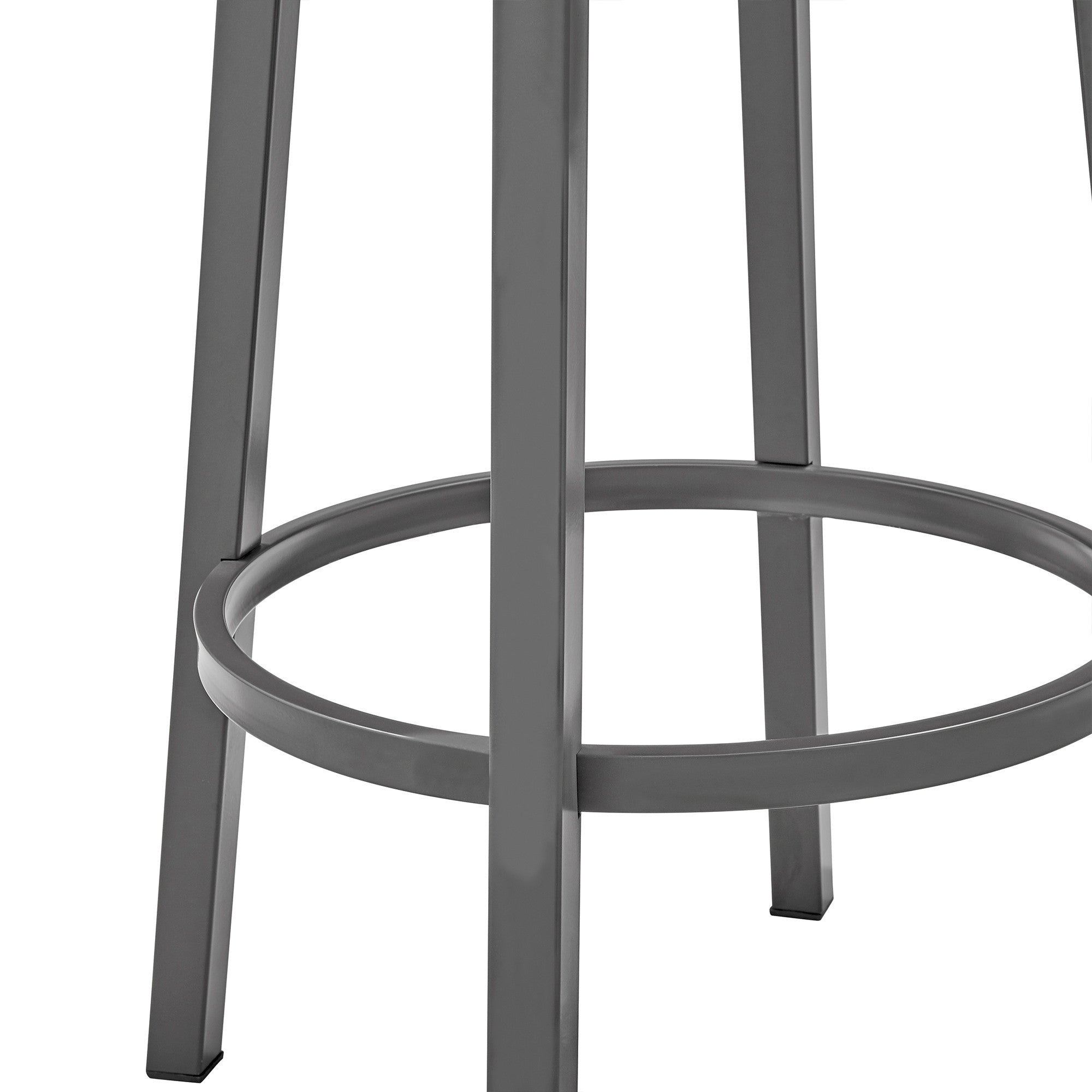 38" Chocolate Faux Leather And Iron Swivel Low Back Bar Height Chair