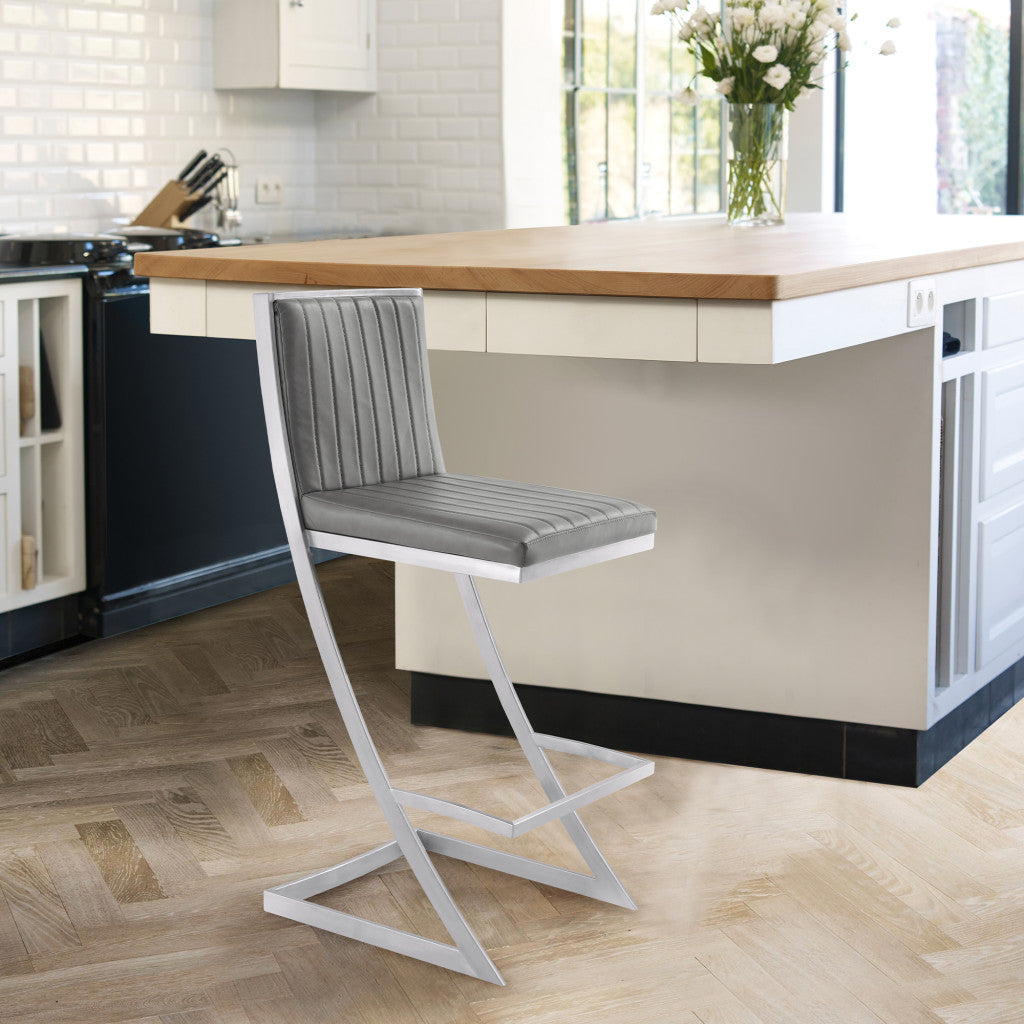 39" Vintage Black Faux Leather And Iron Counter Height Bar Chair