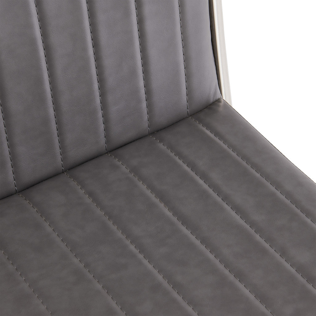 39" Vintage Black Faux Leather And Iron Counter Height Bar Chair