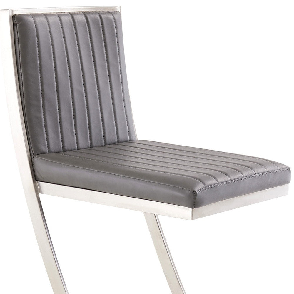 39" Vintage Black Faux Leather And Iron Counter Height Bar Chair