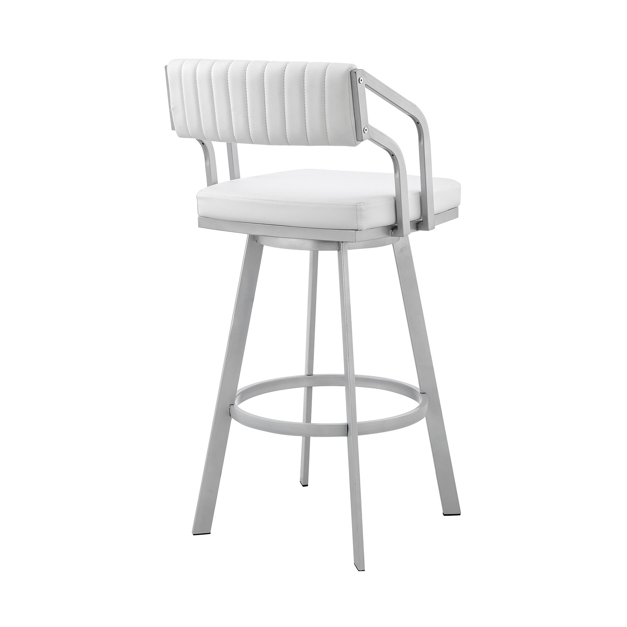 26" Timeless White Faux  Leather Bar Stool