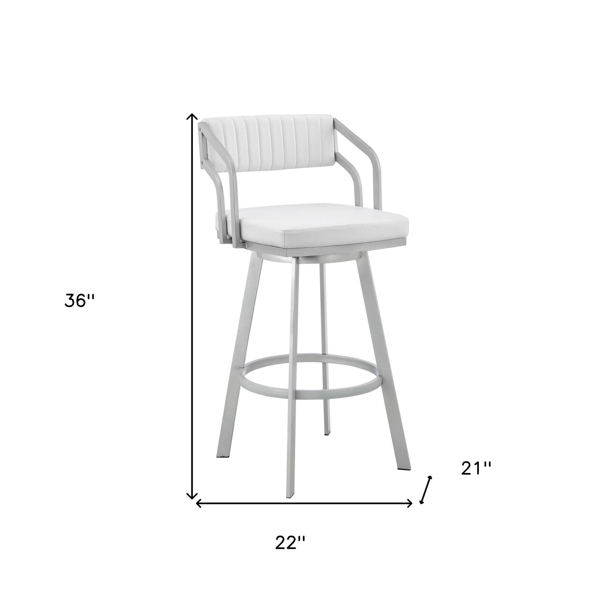 26" Timeless White Faux  Leather Bar Stool