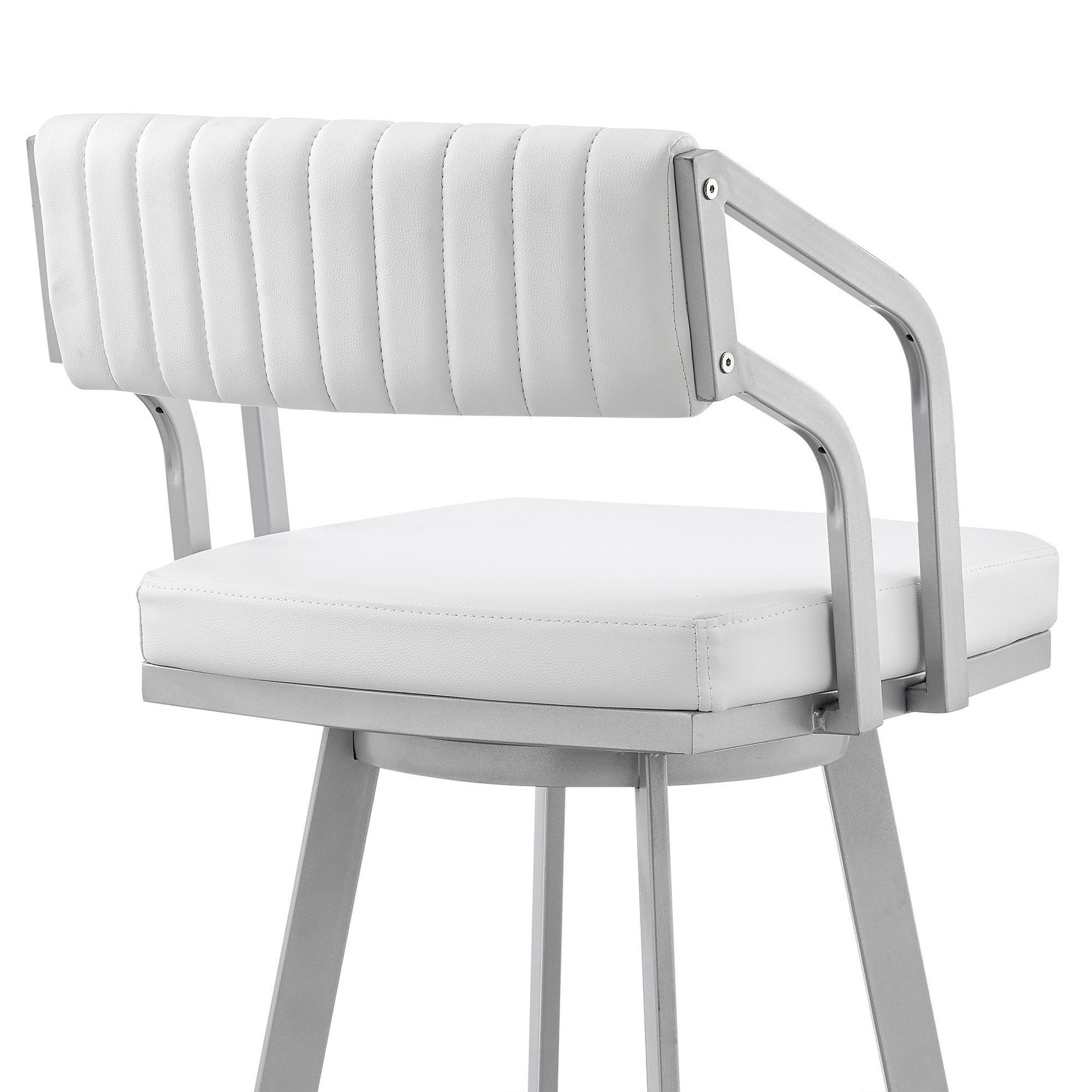 26" Timeless White Faux  Leather Bar Stool