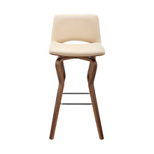 Cream Faux Leather And Wood Swivel Low Back Counter Height Bar Chair 36