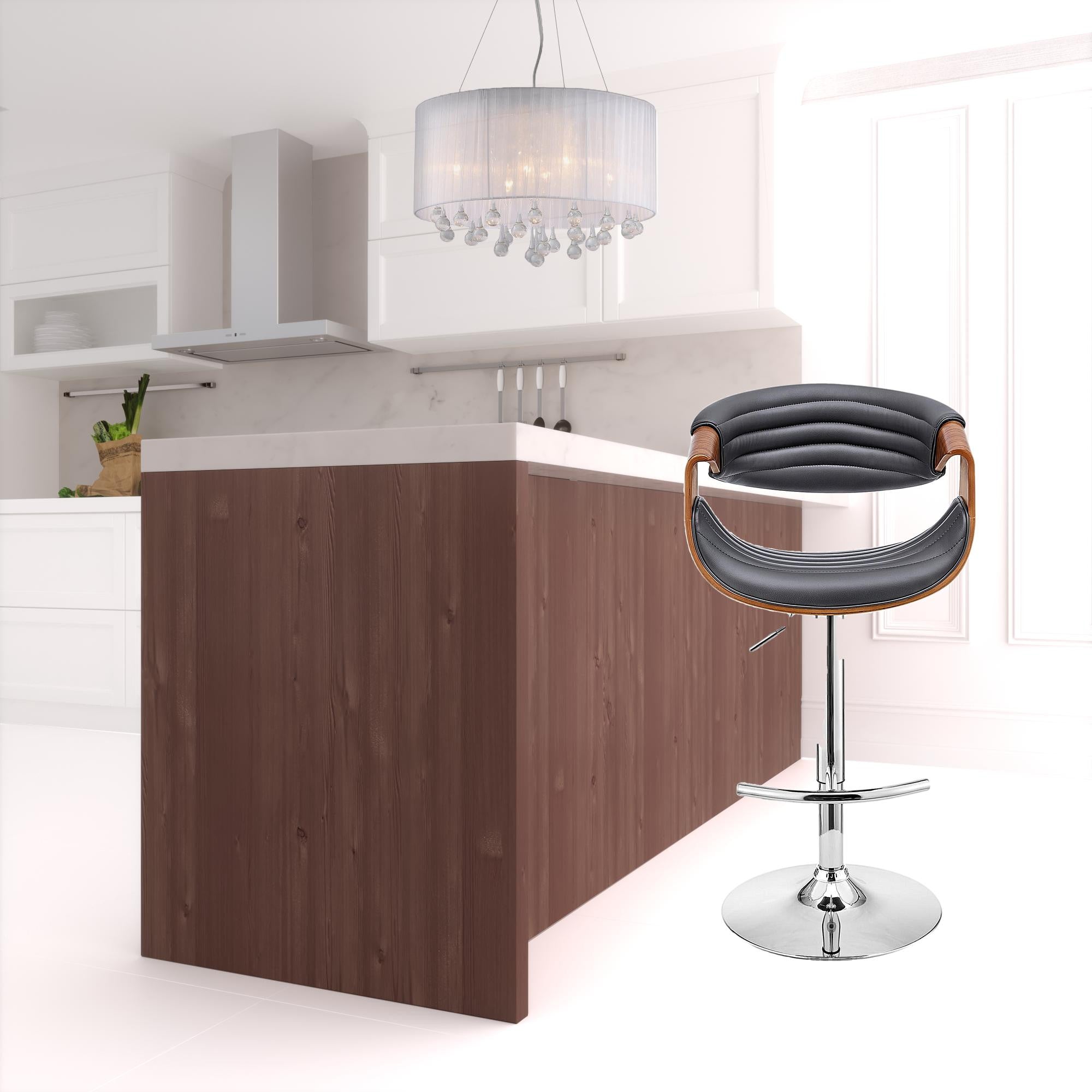 45" Gray Faux Leather And Iron Swivel Low Back Adjustable Height Bar Chair