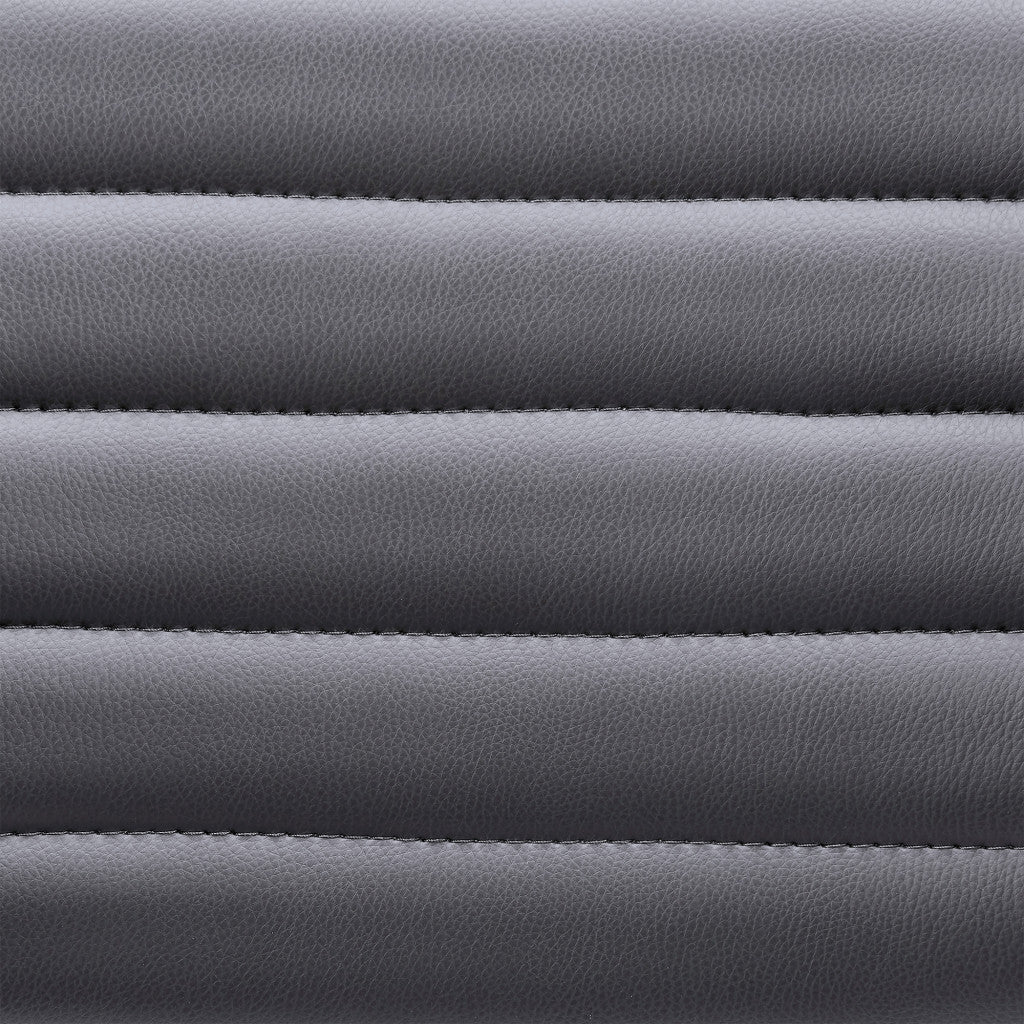 45" Gray Faux Leather And Iron Swivel Low Back Adjustable Height Bar Chair