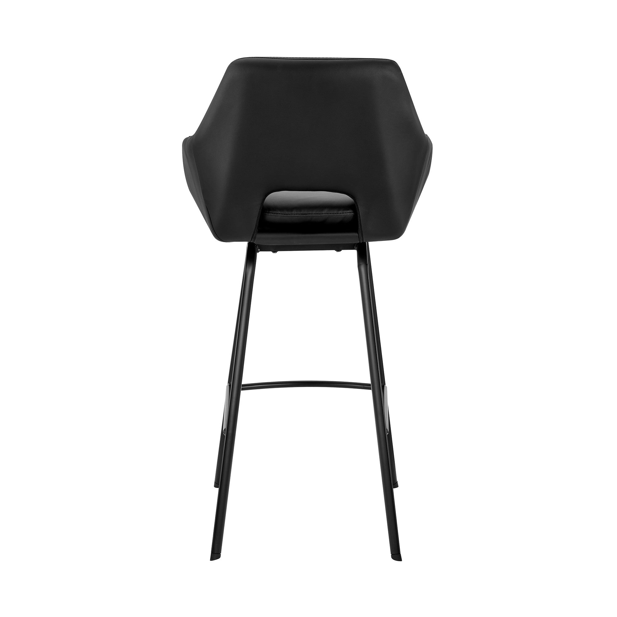30" Black on Black Faux Leather Comfy Swivel Bar Stool
