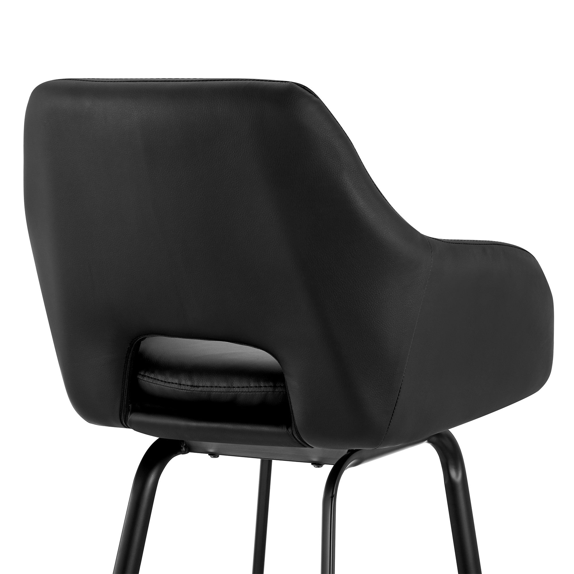 30" Black on Black Faux Leather Comfy Swivel Bar Stool