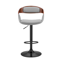 Gray Modern Upholstered Black Base Bar Stool