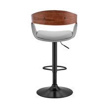 Gray Modern Upholstered Black Base Bar Stool
