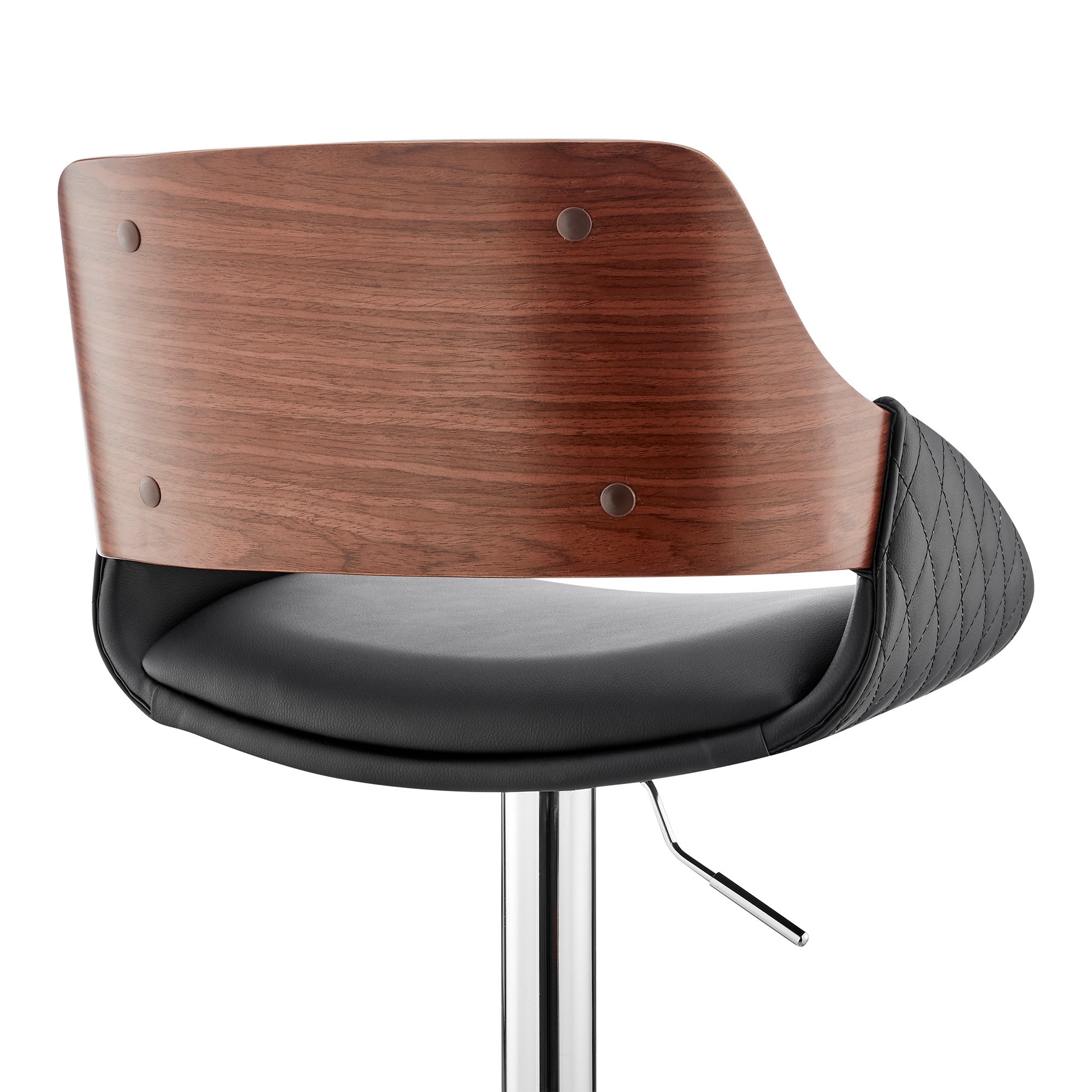 Black And Silver Iron Swivel Low Back Adjustable Height Bar Chair With Footrest 43"