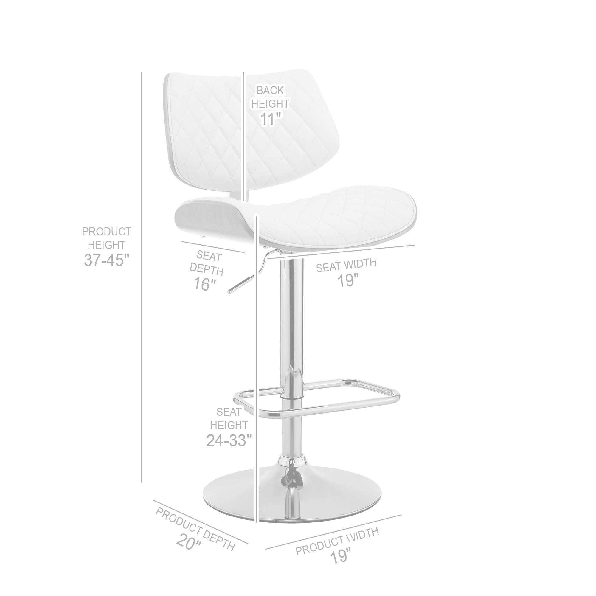 45" Black Faux Leather Walnut And Iron Swivel Adjustable Height Bar Chair