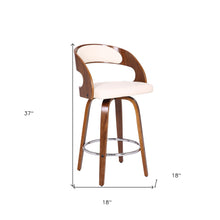 Cream And Brown Faux Leather Swivel Low Back Counter Height Bar Chair With Footrest 37