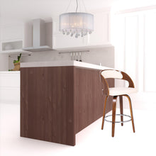 Cream And Brown Faux Leather Swivel Low Back Counter Height Bar Chair With Footrest 37