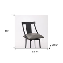 Taburete de bar giratorio con asiento cuadrado de metal y piel sintética gris de 26