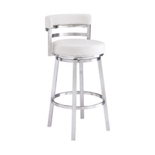 White And Silver Faux Leather Swivel Low Back Bar Height Chair With Footrest 39