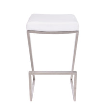 Contempo White Faux Leather and Stainless Backless Bar Stool 26