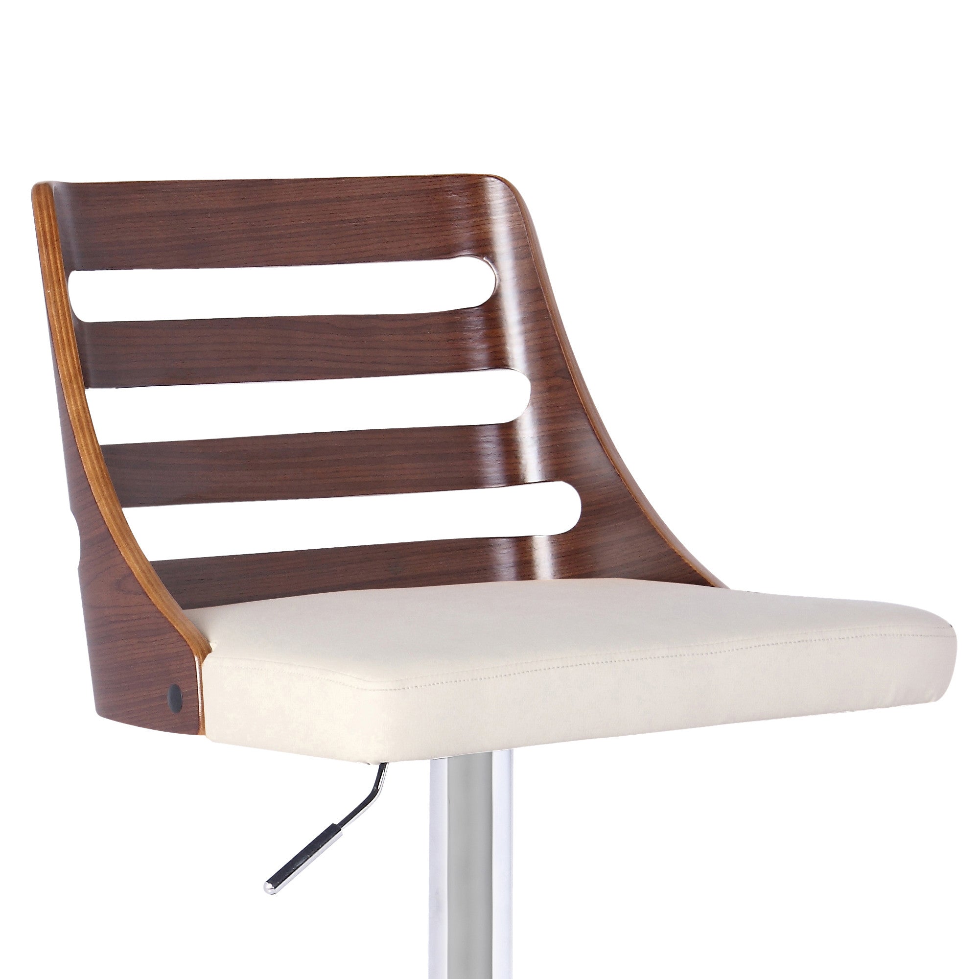 43" Cream Faux Leather And Iron Adjustable Height Bar Chair