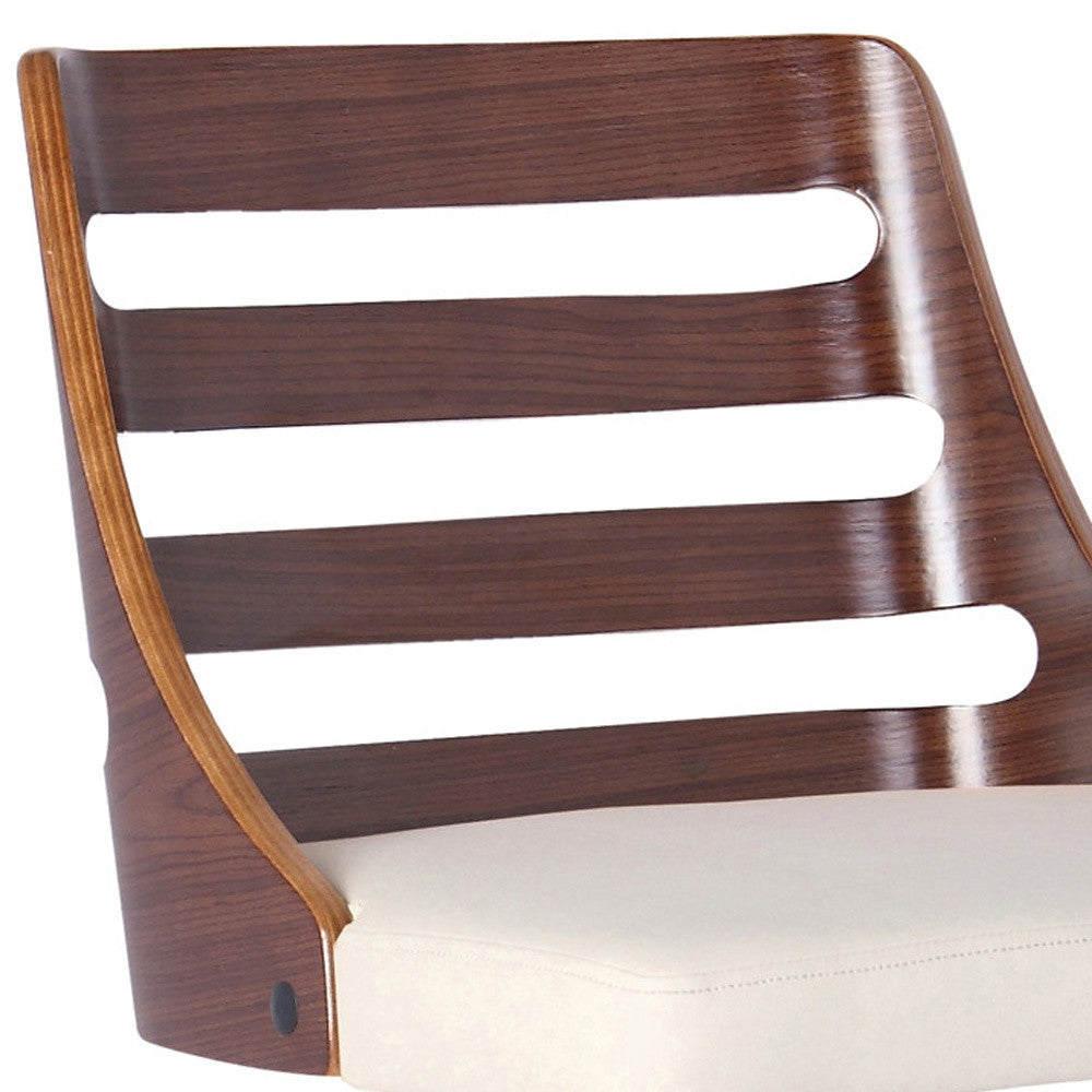 43" Cream Faux Leather And Iron Adjustable Height Bar Chair