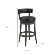 Taburete giratorio de madera de imitación de cuero marrón ónix de 26