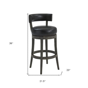 26" Brown Onyx Faux Leather Swivel Wood Counter Stool