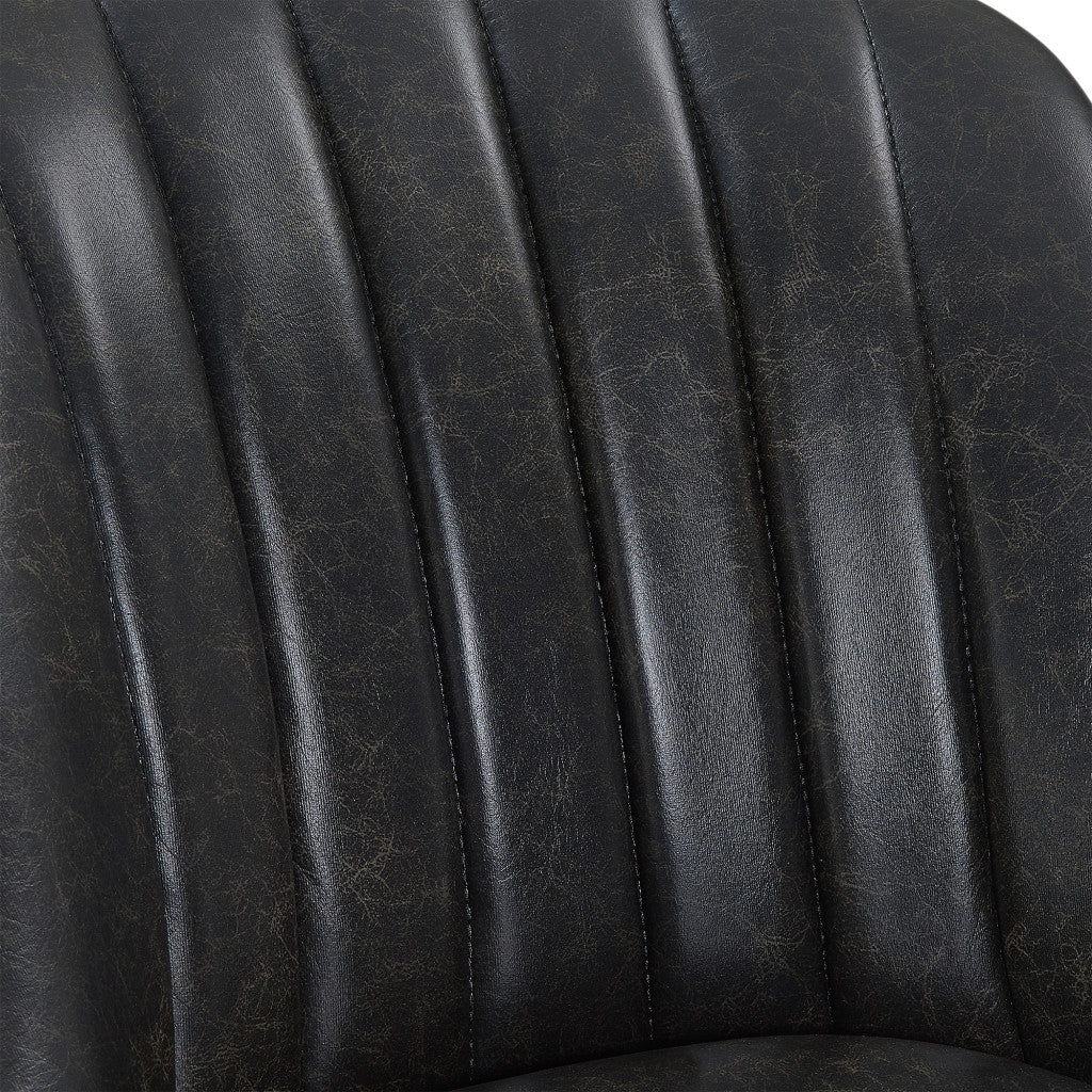 42" Brown Onyx Faux Leather And Solid Wood Swivel Bar Height Chair