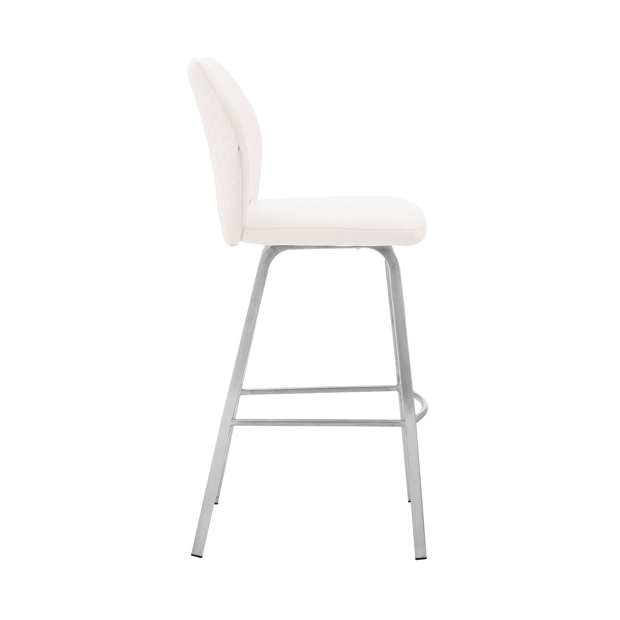 42" White Faux Leather And Iron Bar Height Chair