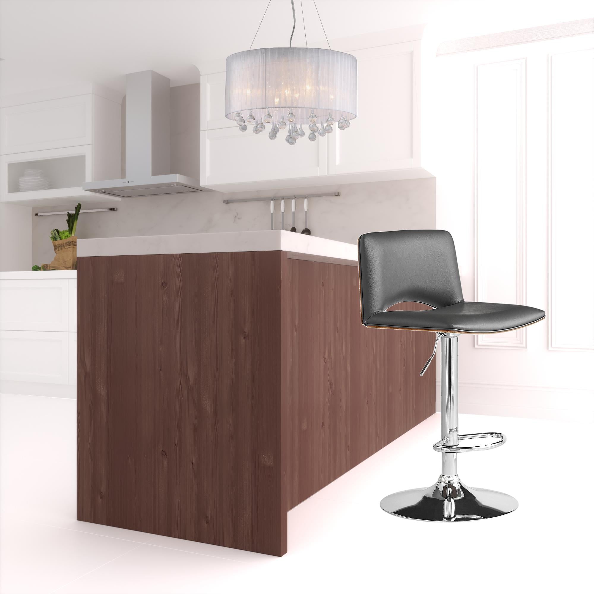 Gray Faux Leather And Wood Swivel Low Back Adjustable Height Bar Chair 42"