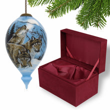 Pack of Wolves Hand Painted Mouth Blown Glass Ornament