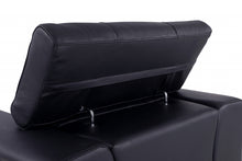 Black Italian Leather and Chrome Solid Color Love Seat 75