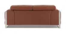 Camel Brown Italian Leather and Chrome Love Seat 75