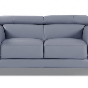 淺藍色簇絨意大利皮革雙人沙發 75 英寸