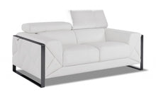 White Italian Leather and Chrome Love Seat 75