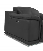 Dark Gray Italian Leather Reclining  Love Seat With Storage 72