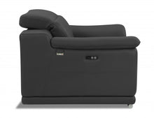 Dark Gray Italian Leather Reclining  Love Seat With Storage 72