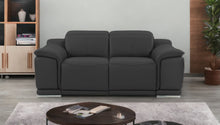 Dark Gray Italian Leather Reclining  Love Seat With Storage 72