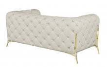 Beige All Over Tufted Italian and Gold Leather Love Seat 69