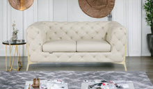 Beige All Over Tufted Italian and Gold Leather Love Seat 69